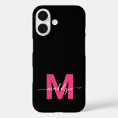 Roze Zwart Elegant Script Naam Monogram Case-Mate iPhone Case (Achterkant)