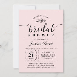 Roze & Zwart | Elegante Trouw Bruidsfeest Kaart