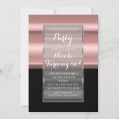Roze & Zwart Elegante Verjaardag Uitnodigingen (Voorkant)
