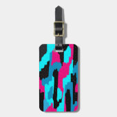Roze, Zwart en Abstract blauw Bagagelabel (Voorkant verticaal)