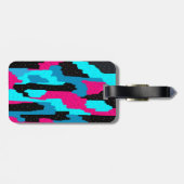 Roze, Zwart en Abstract blauw Bagagelabel (Achterkant horizontaal)