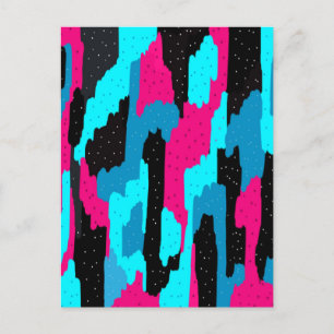 Roze, Zwart en Abstract blauw Briefkaart