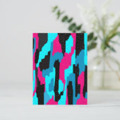 Roze, Zwart en Abstract blauw Briefkaart (Staand voorkant)