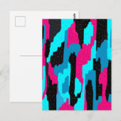 Roze, Zwart en Abstract blauw Briefkaart (Voorkant / Achterkant)