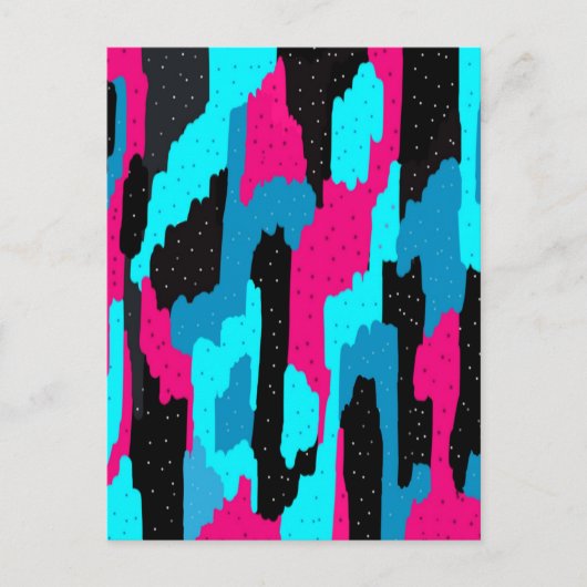 Roze, Zwart en Abstract blauw Briefkaart (Voorkant)
