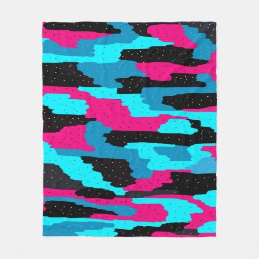 Roze, Zwart en Abstract blauw Fleece Deken (Voorkant)