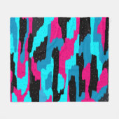 Roze, Zwart en Abstract blauw Fleece Deken (Voorkant (Horizontaal))