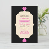 Roze zwart en crème kleurrijke Quinceañera Kaart (Staand voorkant)