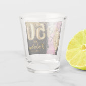 Roze, Zwart en Goud Glitter 50ste Verjaardag Shot Glas (Achterkant)