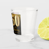 Roze, Zwart en Goud Glitter 50ste Verjaardag Shot Glas (Rechts)