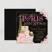 Roze zwart en goud Paris Blonde Girl Baby shower Kaart (Voorkant / Achterkant)