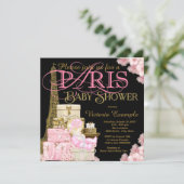 Roze zwart en goud Paris Blonde Girl Baby shower Kaart (Staand voorkant)