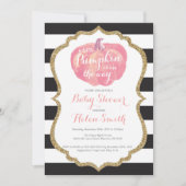 Roze Zwart en Goud Pompoen Meisje Baby shower Kaart (Voorkant)
