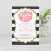 Roze Zwart en Goud Pompoen Meisje Baby shower Kaart (Staand voorkant)