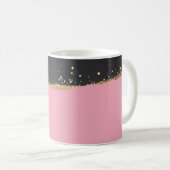 Roze, Zwart en Gouden Glitter Koffiemok (Voorkant rechts)