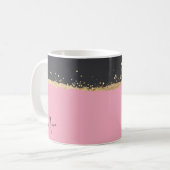 Roze, Zwart en Gouden Glitter Koffiemok (Voorkant links)