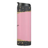 Roze, Zwart en Gouden Glitter Thermosbeker (Geroteerd rechts)