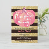 Roze Zwart en Gouden Pompoen Meisje Baby Shower Kaart (Staand voorkant)