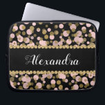 Roze, zwart en goudfolie Confetti monogram Laptop Sleeve<br><div class="desc">Roze,  Zwart en Faux Gold Folie Polka Dot Confetti Pattern Elegant Monogram Sleeve. Dit sleeve kan worden aangepast om uw initiaal en volledige naam op te nemen.</div>