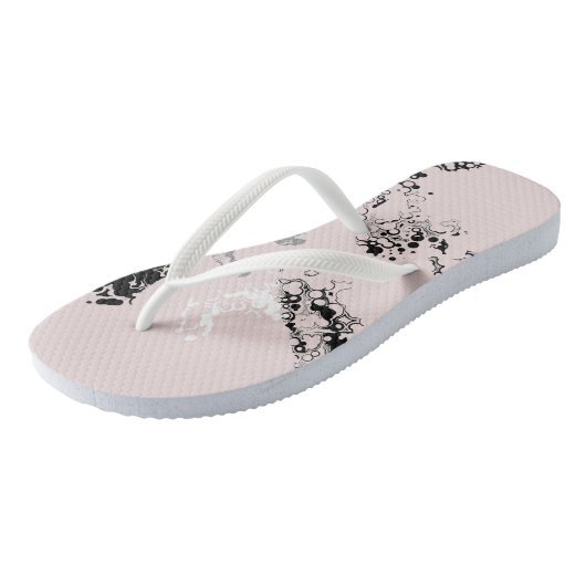 Roze, Zwart, en Grijs Abstract Marmer Teenslippers (Schuin)