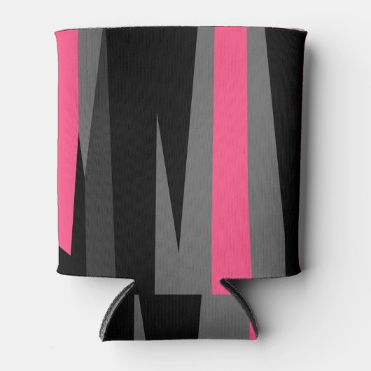 Roze zwart en grijs blikjeskoeler (Voorkant)