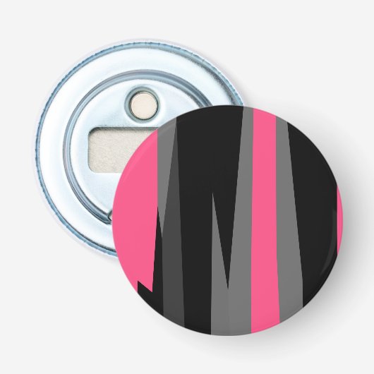 Roze zwart en grijs button flesopener (Voorkant)
