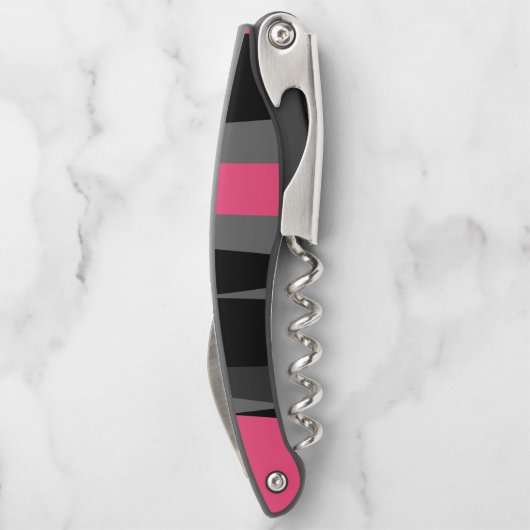 Roze zwart en grijs kurkentrekker (Achterkant)