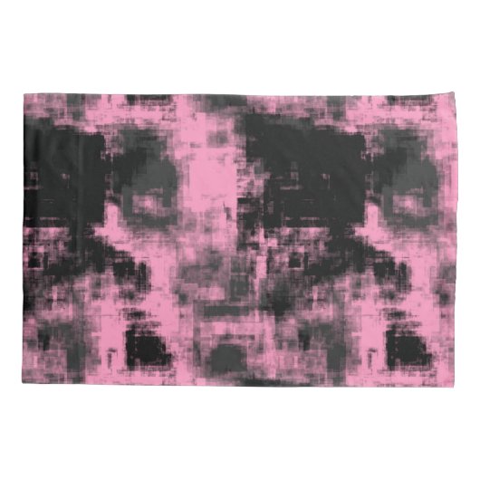 Roze zwart en grijs kussensloop (Achterkant)