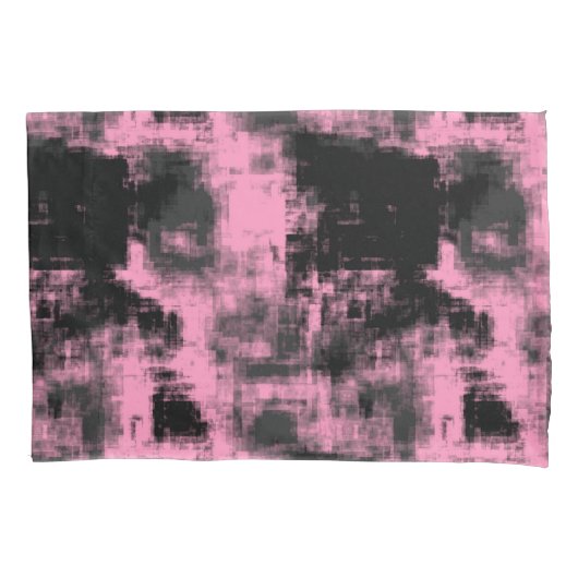 Roze zwart en grijs kussensloop (Voorkant)