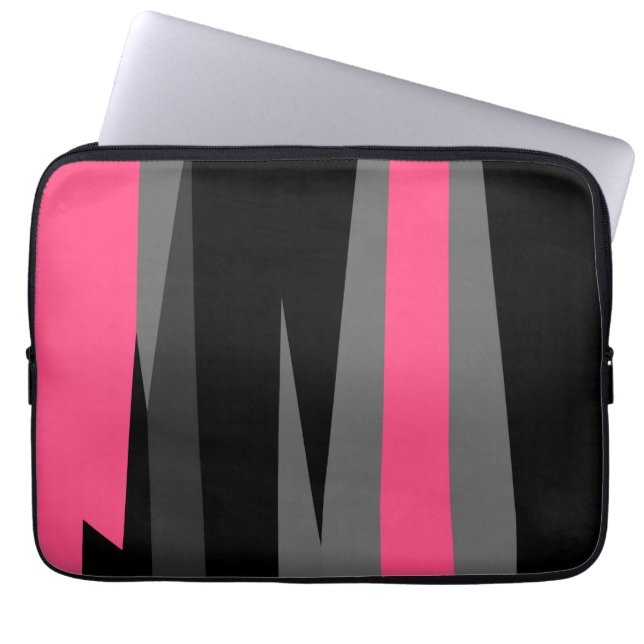 Roze Zwart en Grijs Laptop Sleeve (Voorkant)