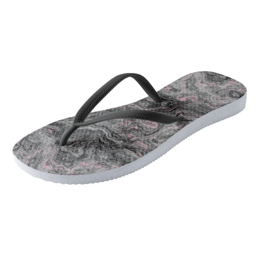 roze, zwart en grijs Marmeren Swirl Abstract Teenslippers (Schuin)