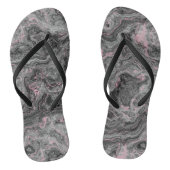 roze, zwart en grijs Marmeren Swirl Abstract Teenslippers (Voetbed)