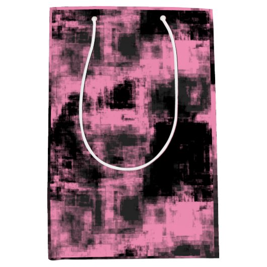 Roze zwart en grijs medium cadeauzakje (Voorkant)