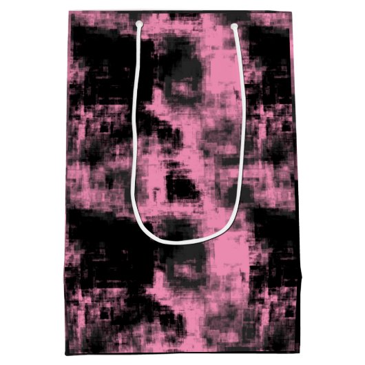 Roze zwart en grijs medium cadeauzakje (Achterkant)