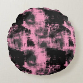 Roze zwart en grijs rond kussen