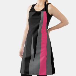 Roze zwart en grijs schort