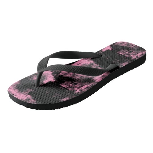 Roze zwart en grijs teenslippers (Schuin)
