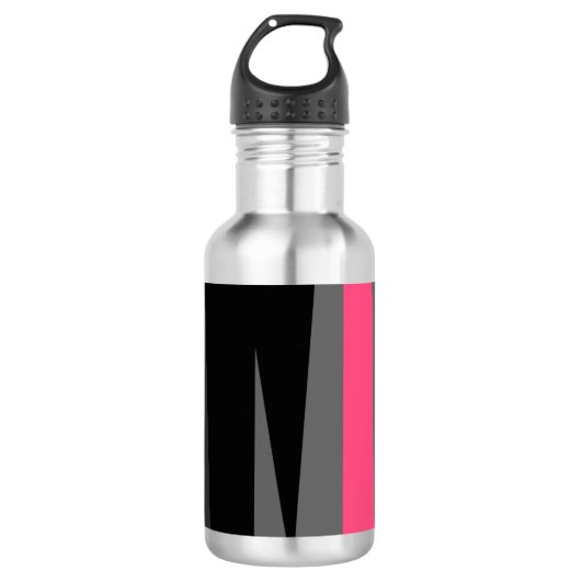 Roze zwart en grijs waterfles (Voorkant)