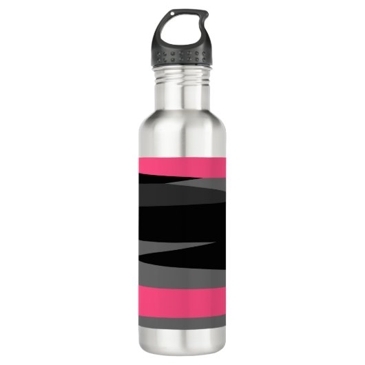 Roze zwart en grijs waterfles  (Voorkant)