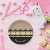 Roze Zwart en tinten van groen Papieren Bordje (Feest)