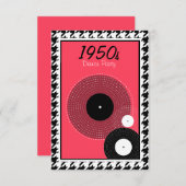 Roze, zwart en wit 1950s thema RSVP kaartje (Voorkant / Achterkant)