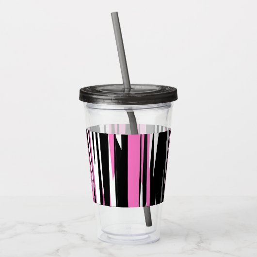 Roze zwart en wit Abstract Acryl Drinkbeker (Links)