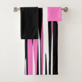 Roze zwart en wit Abstract Bad Handdoek (Insitu)