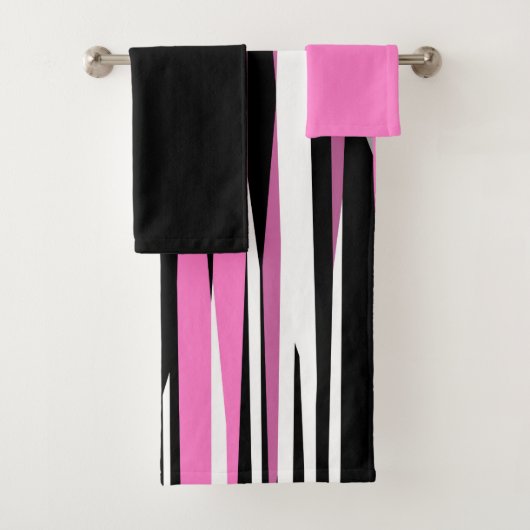 Roze zwart en wit Abstract Bad Handdoek (Insitu)