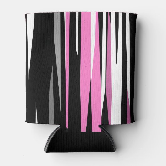 Roze zwart en wit Abstract Blikjeskoeler (Voorkant)