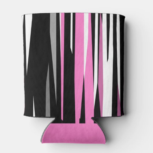 Roze zwart en wit Abstract Blikjeskoeler (Achterkant)