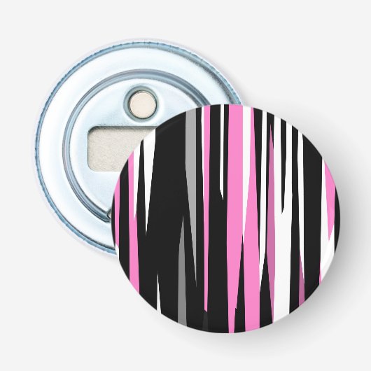 Roze zwart en wit Abstract Button Flesopener (Voorkant)