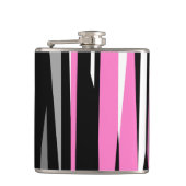 Roze zwart en wit Abstract Heupfles (Voorkant)