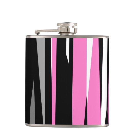 Roze zwart en wit Abstract Heupfles (Voorkant)