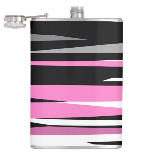 Roze zwart en wit Abstract Heupfles (Geopend)